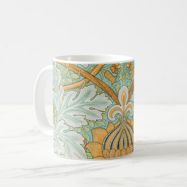 William morris art nouveau blommigt och bladverk kaffemugg (Framsida vänster)