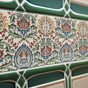 William Morris Art nouveau Blommigt Victorian Repr Kakelplatta