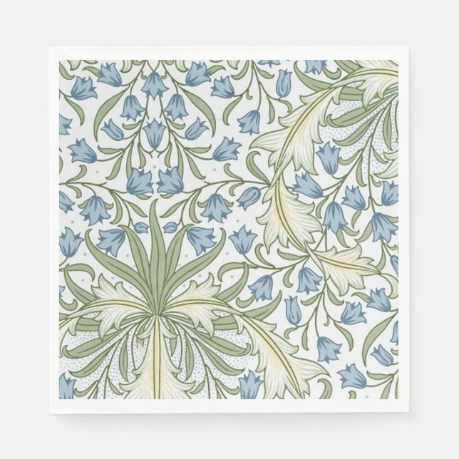 William Morris - Art nouveau Blue Bellblommor Pappersservett (Framsidan)