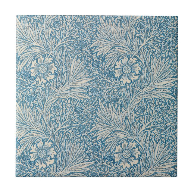 William Morris - Art nouveau Blue Marigold Kakelplatta (Framsidan)