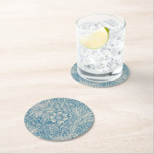 William Morris - Art nouveau Blue Marigold Underlägg Papper Rund