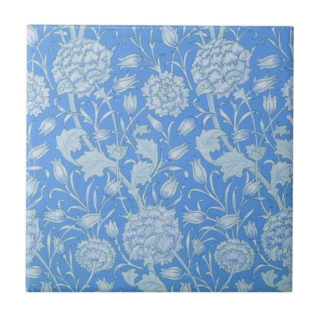 William Morris - Art nouveau Blue Vild Tulips Kakelplatta (Framsidan)