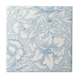 William Morris, Art nouveau Elegant Blue Acanthus Kakelplatta