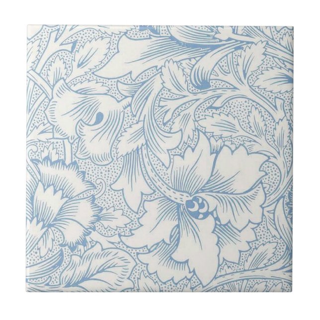 William Morris, Art nouveau Elegant Blue Acanthus Kakelplatta (Framsidan)