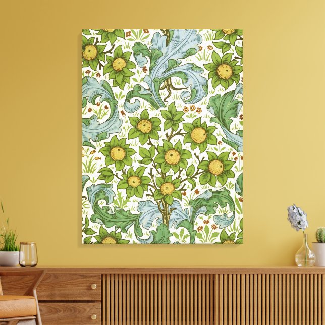 William Morris' Art Nouveau-frukträdgårdsmönster Canvastryck (Insitu (Vardagsrum))