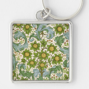 William Morris' Art Nouveau-frukträdgårdsmönster Fyrkantig Silverfärgad Nyckelring