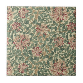 William Morris - Art nouveau Honeysuckle & Lövs Kakelplatta