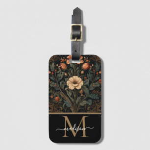 William Morris Art Nouveau monogram blommig Bagagebricka