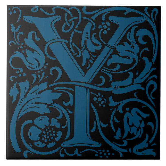 William Morris Art Nouveau-monogram för bokstaven  Kakelplatta (Framsidan)