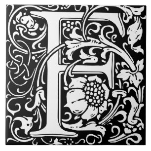 William Morris Art Nouveau-monogram för bokstaven Kakelplatta