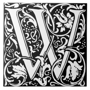William Morris Art Nouveau-monogram för bokstaven Kakelplatta