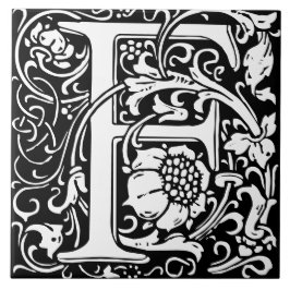 William Morris Art nouveau Monogrammed Brev F Kakelplatta