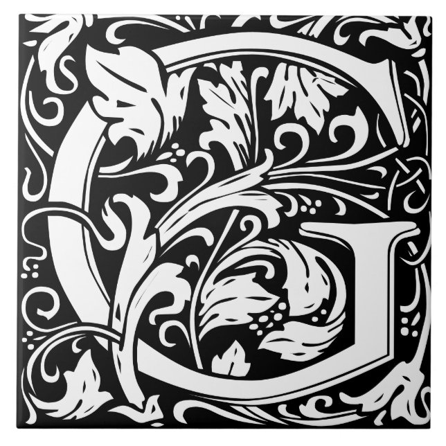 William Morris Art nouveau Monogrammed Brev G Kakelplatta (Framsidan)
