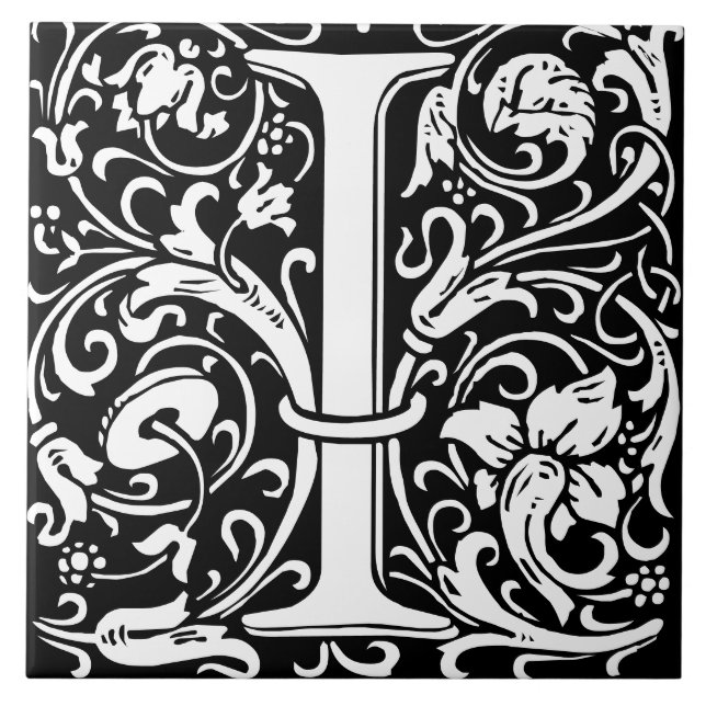 William Morris Art nouveau Monogrammed Brev I Kakelplatta (Framsidan)