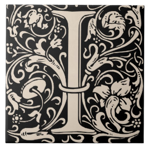 William Morris Art nouveau Monogrammed Brev I Kakelplatta