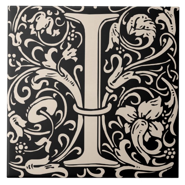 William Morris Art nouveau Monogrammed Brev I Kakelplatta (Framsidan)