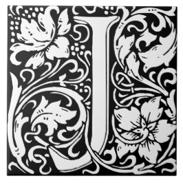 William Morris Art nouveau Monogrammed Brev J Kakelplatta