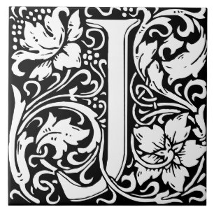 William Morris Art nouveau Monogrammed Brev J Kakelplatta