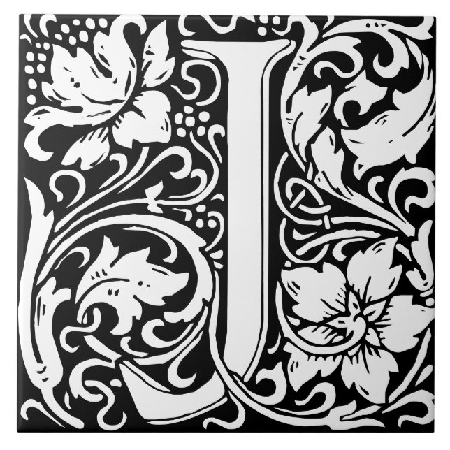 William Morris Art nouveau Monogrammed Brev J Kakelplatta (Framsidan)