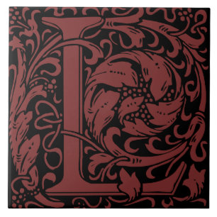 William Morris Art nouveau Monogrammed Brev L Kakelplatta