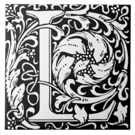 William Morris Art nouveau Monogrammed Brev L Kakelplatta