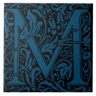 William Morris Art nouveau Monogrammed Brev M Kakelplatta