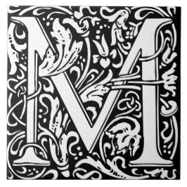 William Morris Art nouveau Monogrammed Brev M Kakelplatta