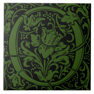 William Morris Art nouveau Monogrammed Brev O Kakelplatta