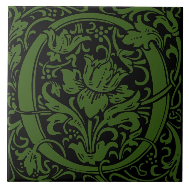 William Morris Art nouveau Monogrammed Brev O Kakelplatta (Framsidan)