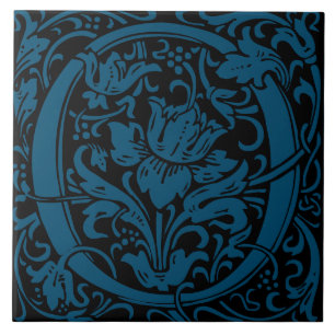 William Morris Art nouveau Monogrammed Brev O Kakelplatta