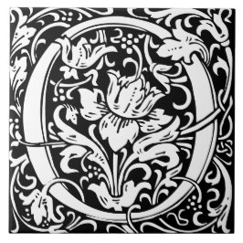 William Morris Art nouveau Monogrammed Brev O Kakelplatta