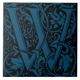 William Morris Art nouveau Monogrammed Brev W Kakelplatta