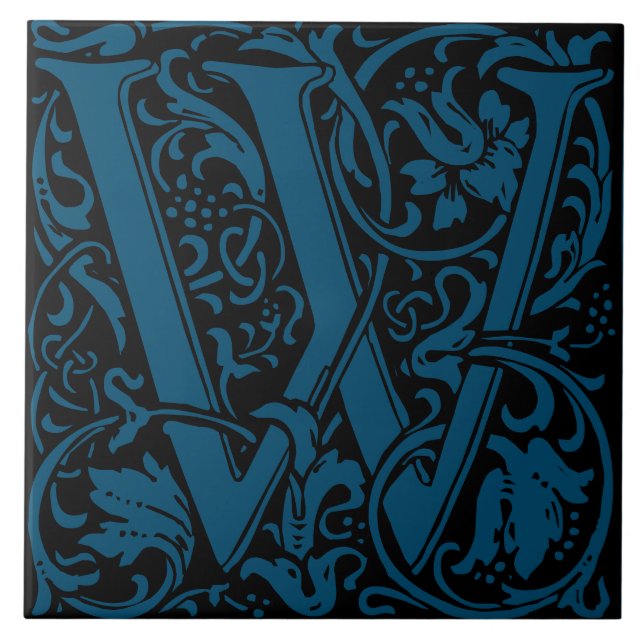 William Morris Art nouveau Monogrammed Brev W Kakelplatta (Framsidan)