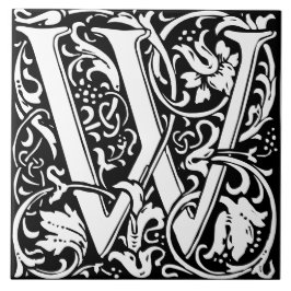 William Morris Art nouveau Monogrammed Brev W Kakelplatta