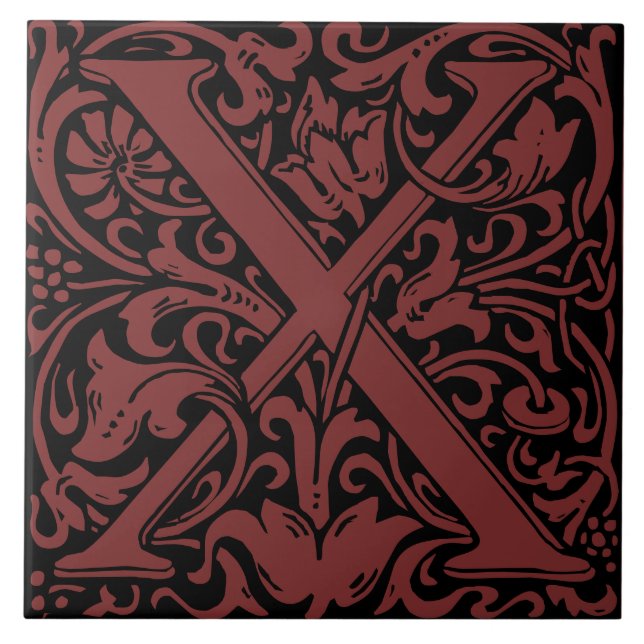 William Morris Art nouveau Monogrammed Brev X Kakelplatta (Framsidan)