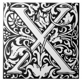 William Morris Art nouveau Monogrammed Brev X Kakelplatta