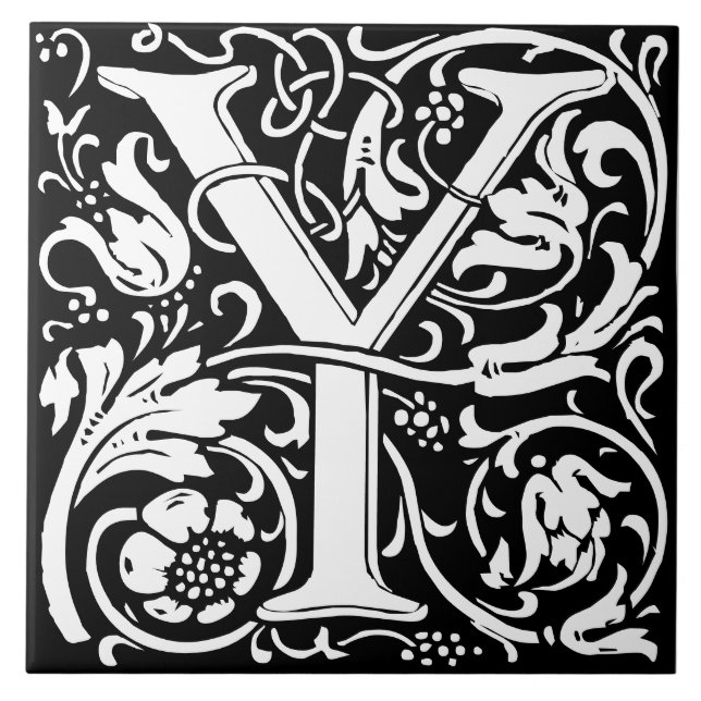 William Morris Art nouveau Monogrammed Brev Y Kakelplatta (Framsidan)