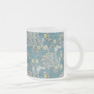 William Morris,art nouveau mönster, sjögräs, blått Frostad Glasmugg