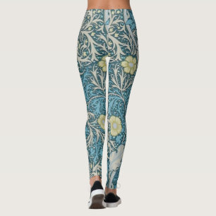William Morris,art nouveau mönster, sjögräs, blått Leggings