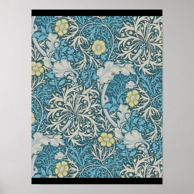 William Morris,art nouveau mönster, sjögräs, blått Poster (Framsidan)