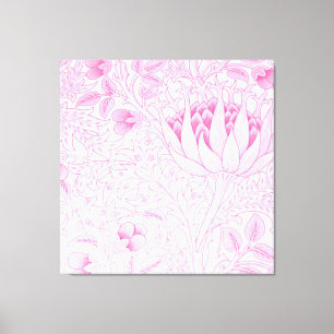 William Morris Artichoke Blek Rosa Canvastryck