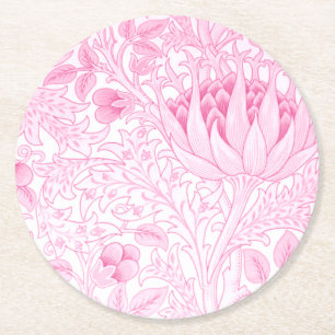 William Morris Artichoke Blek Rosa Underlägg Papper Rund