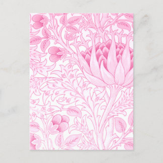 William Morris Artichoke Blek Rosa Vykort