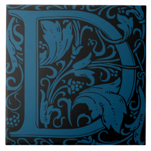 William Morris Arts and Crafts Monogram Bokstav D Kakelplatta