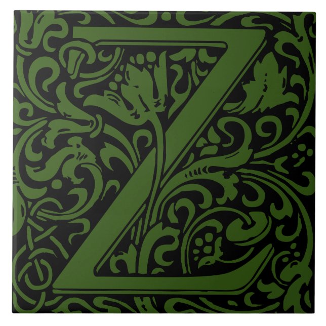 William Morris Arts and Crafts Monogram Bokstaven  Kakelplatta (Framsidan)