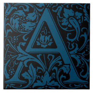 William Morris Arts och Crafts Monogram Brev A Kakelplatta