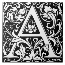 William Morris Arts och Crafts Monogram Brev A