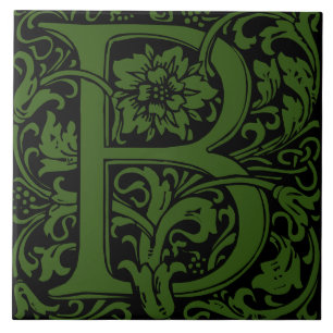 William Morris Arts och Crafts Monogram Brev B Kakelplatta
