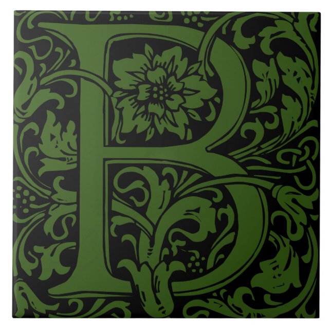 William Morris Arts och Crafts Monogram Brev B Kakelplatta (Framsidan)