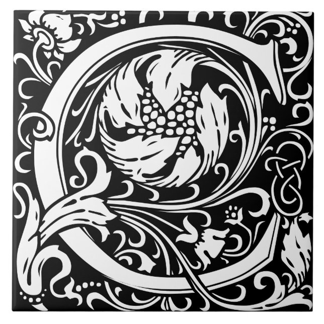 William Morris Arts och Crafts Monogram Brev C Kakelplatta (Framsidan)